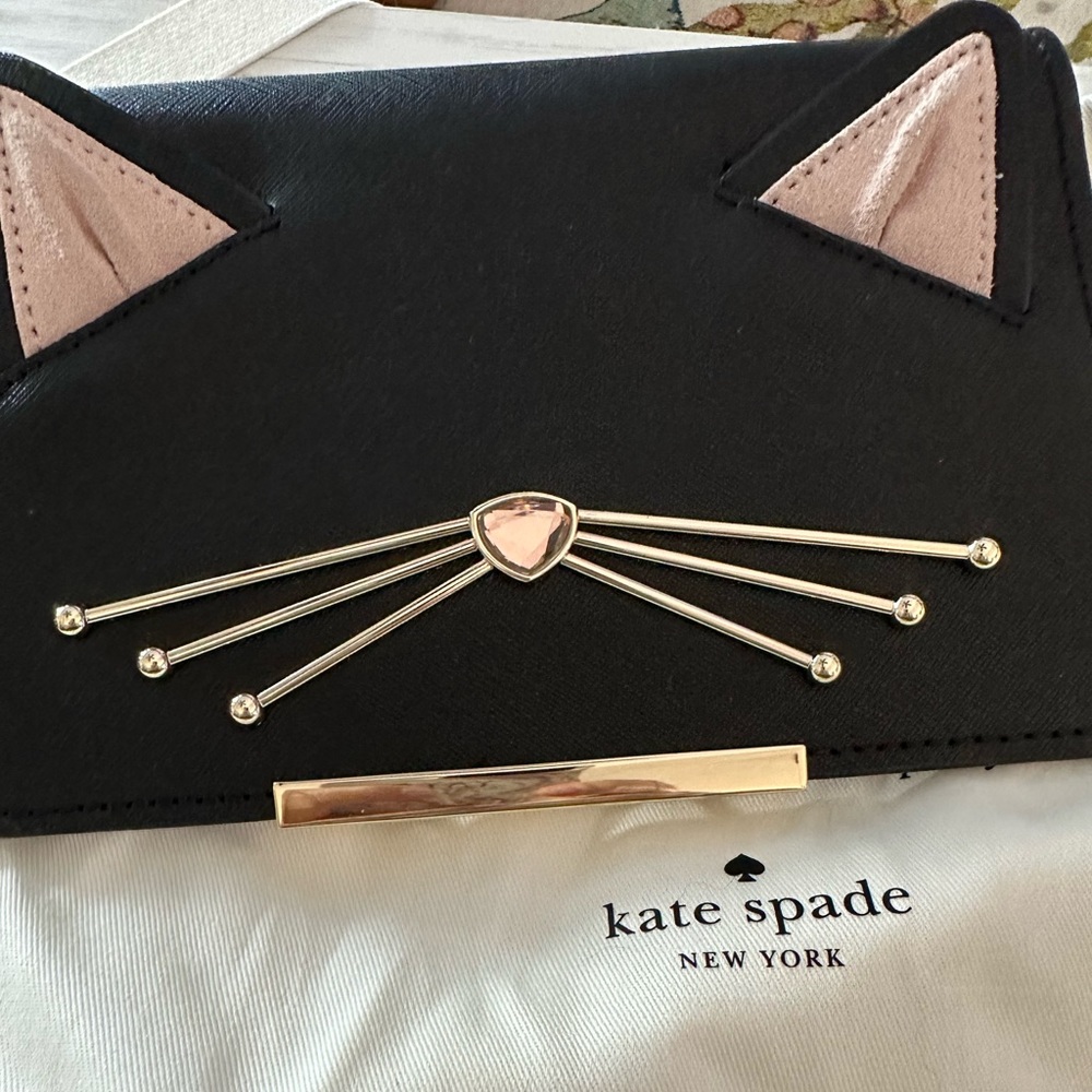Kate Spade black cat snap flap